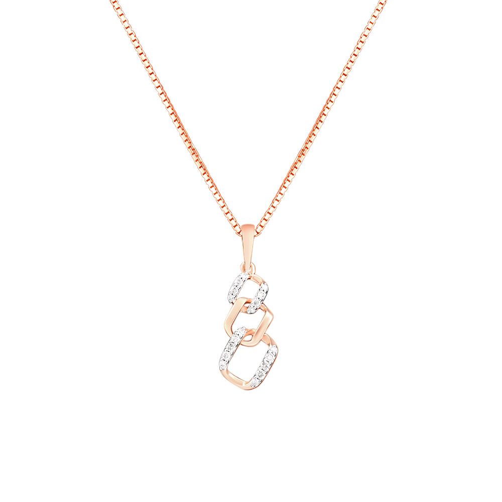 Chain Design Diamond and Rose Gold Pendant Set