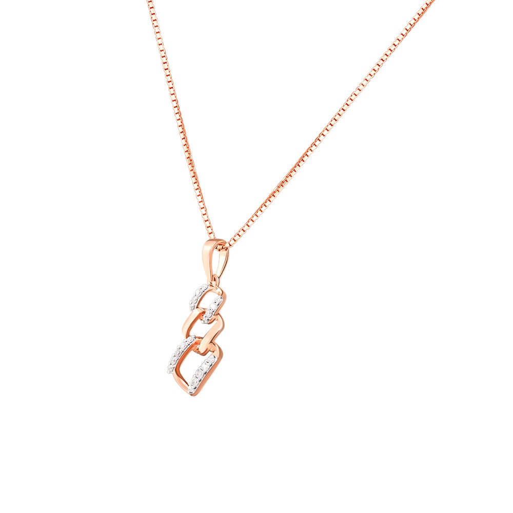 Chain Design Diamond and Rose Gold Pendant Set