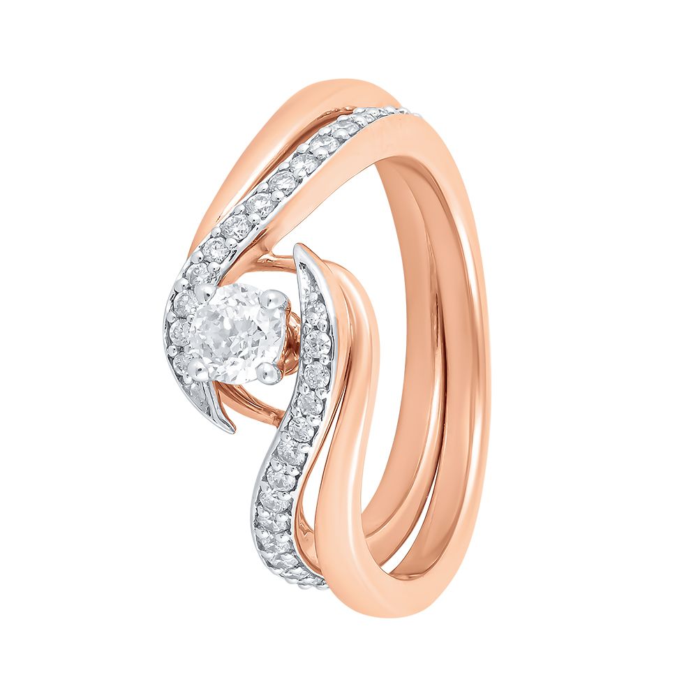 Eye-Catching 18KT Rose Gold Single Stone Women Ring