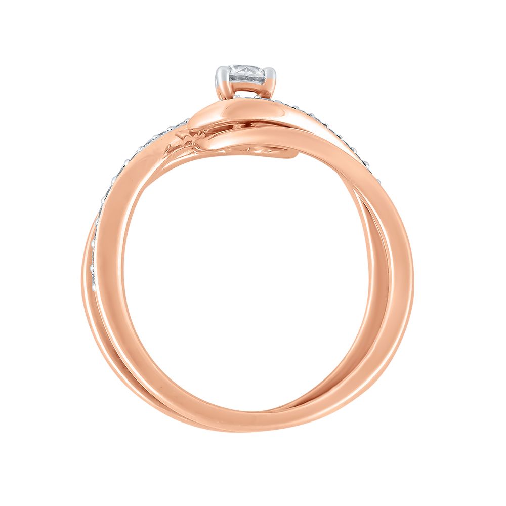 Eye-Catching 18KT Rose Gold Single Stone Women Ring